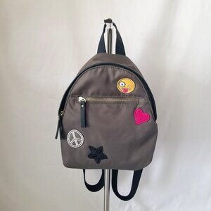 Madden Girl Olive Green Nylon Zipper Mini Bag Backpack Emoji Peace Heart Star